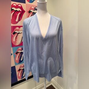 J. Crew Light Blue V-Neck Cashmere Sweater